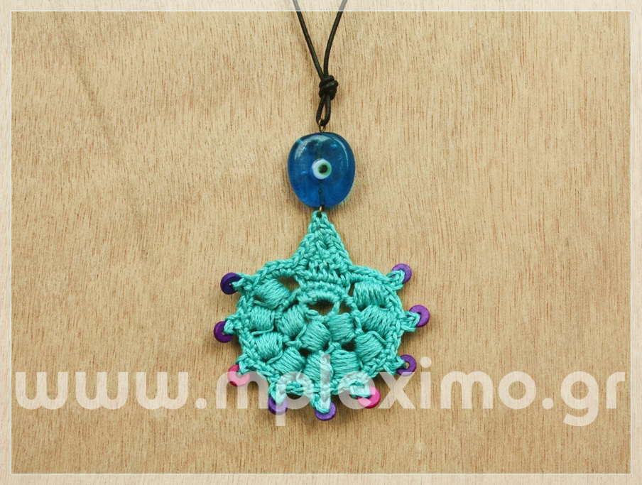 evil eye crochet motif pendant