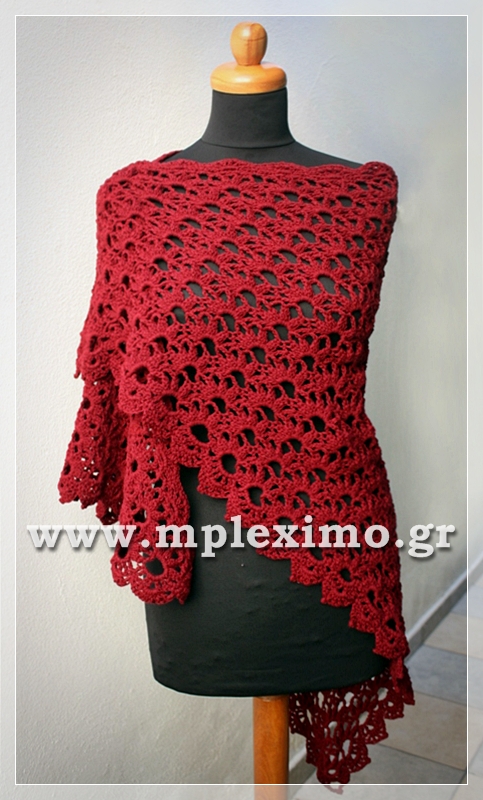 triangle red shawl crochet